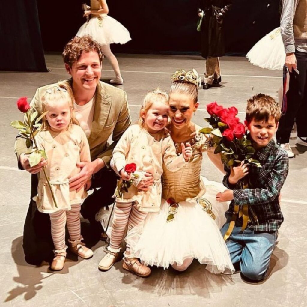 Dana Stephensen surrounded by her family as she retires from being a professional ballerina