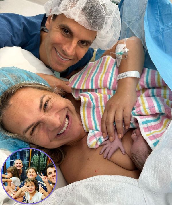 Libby Trickett, her husband their newborn son in hospital 