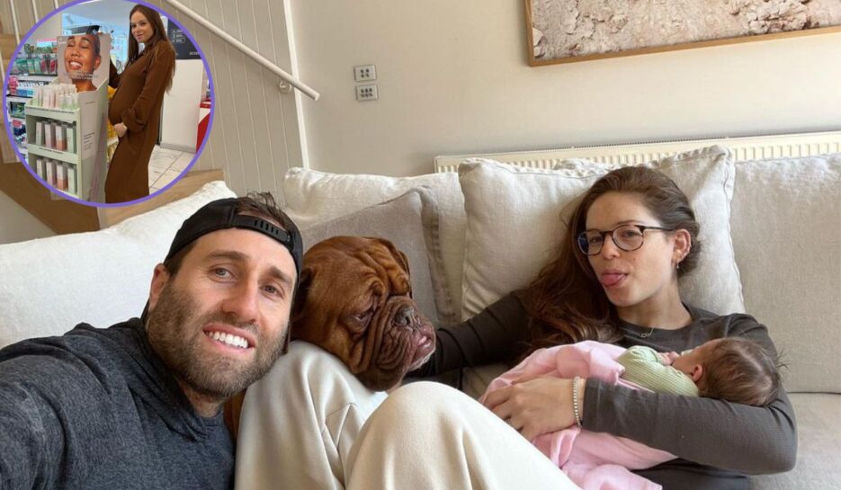 Forbes under 30 Georgia Danos with husband and new baby