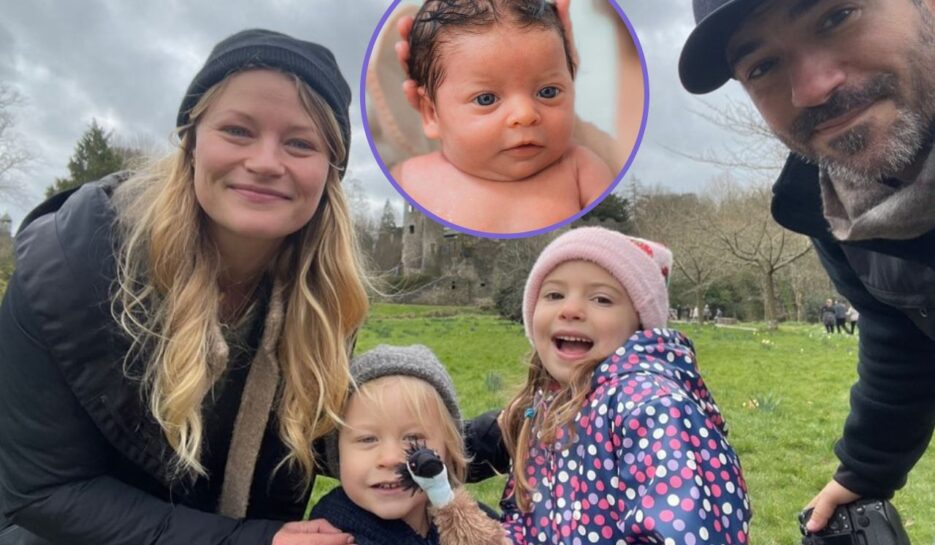 Emilie de Ravin with partner Eric Bilitch and their three children