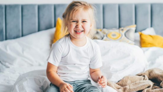 Daylight saving: Toddler girl laughing
