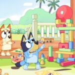Bluey and Bingo playing