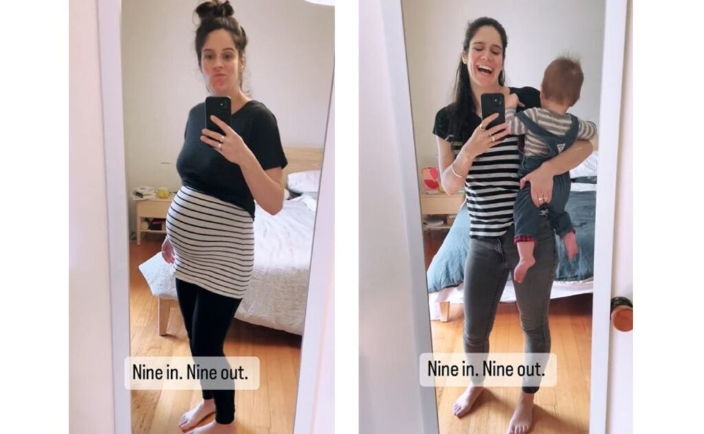 Ana Kresina shares 9 months in, 9 months out pregnancy to baby photo