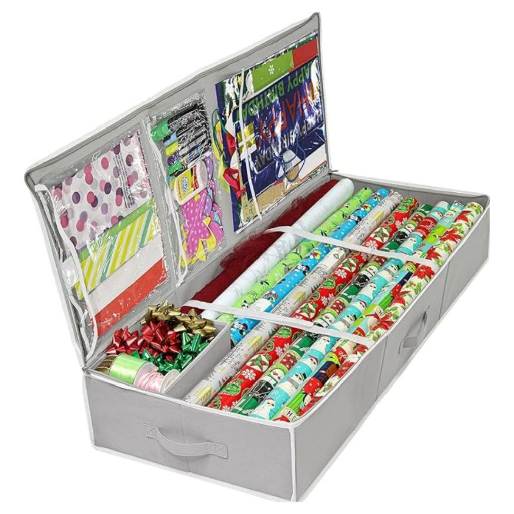 SimpleHouseware Wrapping Paper Storage Container, Grey
