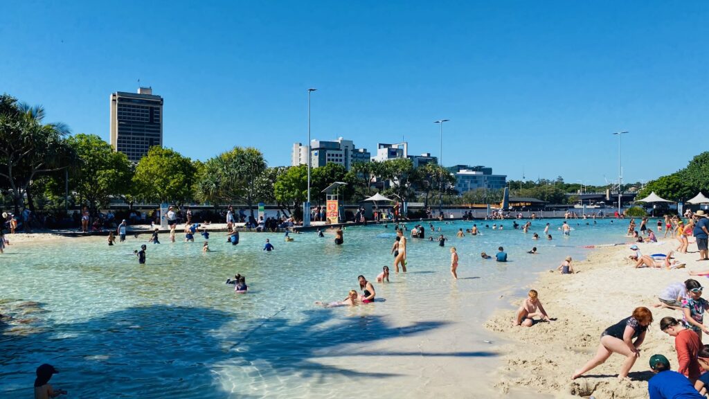 Families enjoying the water at Southbank Brisbane