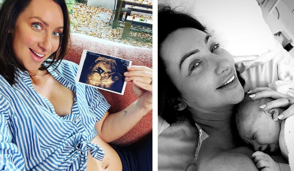 Isabelle Silbery sharing her pregnancy news and ultrasound image of her daughter; In hospital after the birth of Ruby Emily Richards.