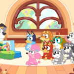 Bluey TV animation scene of characters in a school classroom.