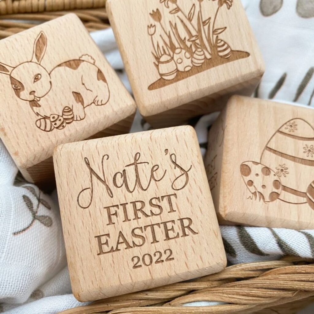 ersonalised Timber Keepsake Block - First Easter