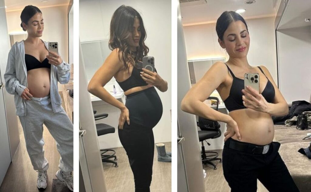 Pregnant Jenna Dewan on the set off The Rookie