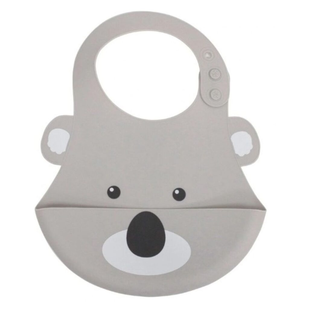 Bubba Blue Aussie Animals Koala Silicone Baby Bib in Grey