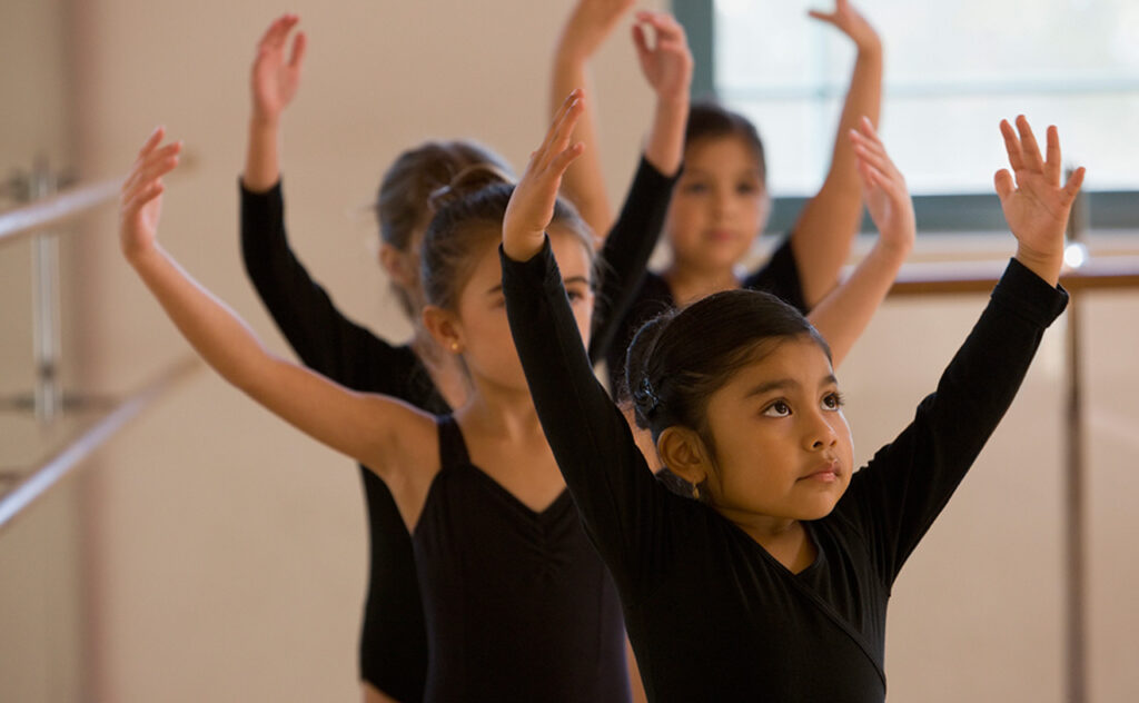 Young girls in ballet class