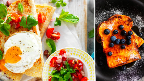 Mothers day breakfast - breakfast quesadilla and French toast