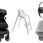 Jiffle Wagon, Bugaboo Giraffe highchair, Storksak change bag, Stokke Lima carrier