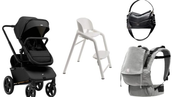 Jiffle Wagon, Bugaboo Giraffe highchair, Storksak change bag, Stokke Lima carrier