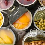 Canned fruit and vegetables opened