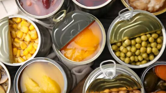 Canned fruit and vegetables opened