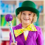 Boy dressed up in Wonka costume