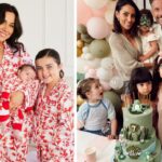Spring baby names: Sophie Cachia and Florence; Sam and Snezana Wood with Willow.
