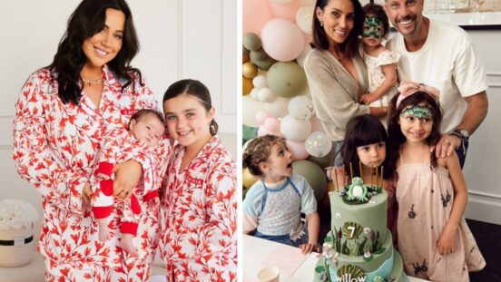 Spring baby names: Sophie Cachia and Florence; Sam and Snezana Wood with Willow.