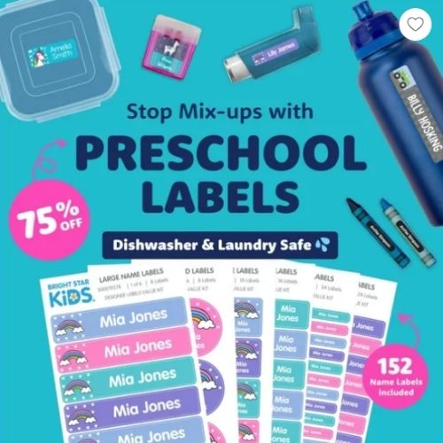 Bright Star Kids Preschool & Kindy Name Labels Value Kit
