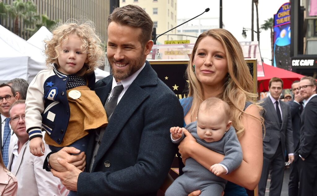 Blonde baby names: Ryan Reynolds and Blake Lively with their blonde haired children