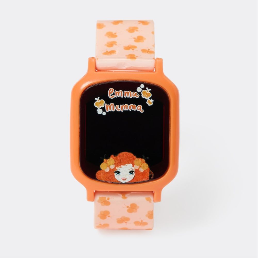 Emma Memma Kids Rectangular Face Watch - Orange
