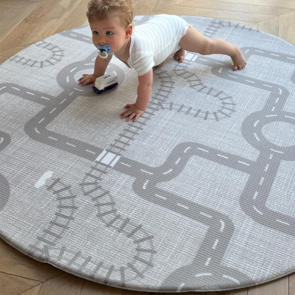 Boho Grey :The Streets - Padded Playmat - Round
