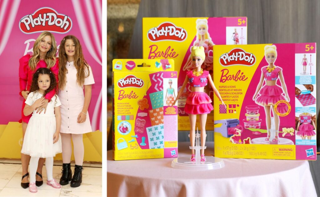 Tammin Sursok with daughters Phoenix and Lennon at Play-Doh x Barbie