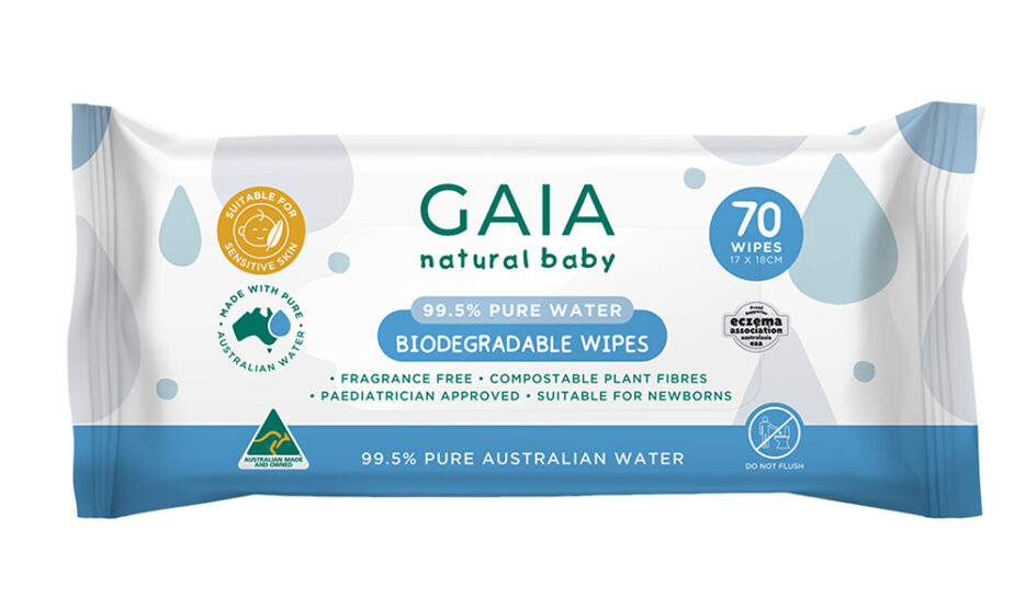 GAIA Natural Baby 99.5% Pure Water Wipes 70pk
