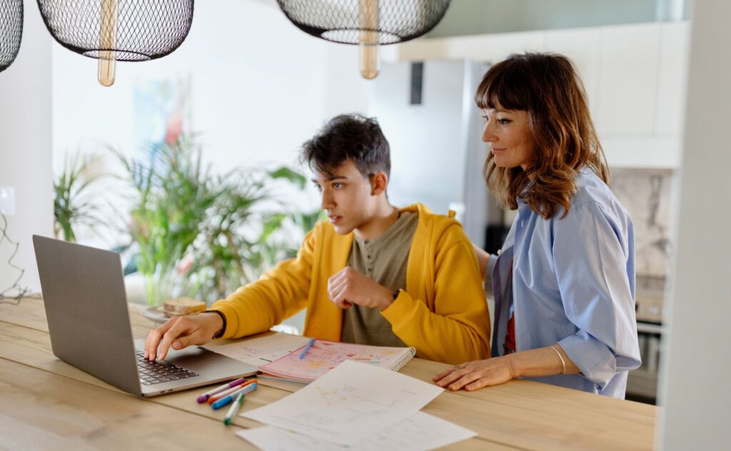 Year 12: Mother supporting teen studying