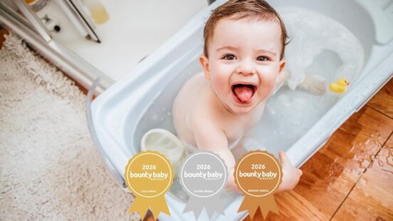 Best baby wash, BBA Awards: Baby in bath sticking tongue out