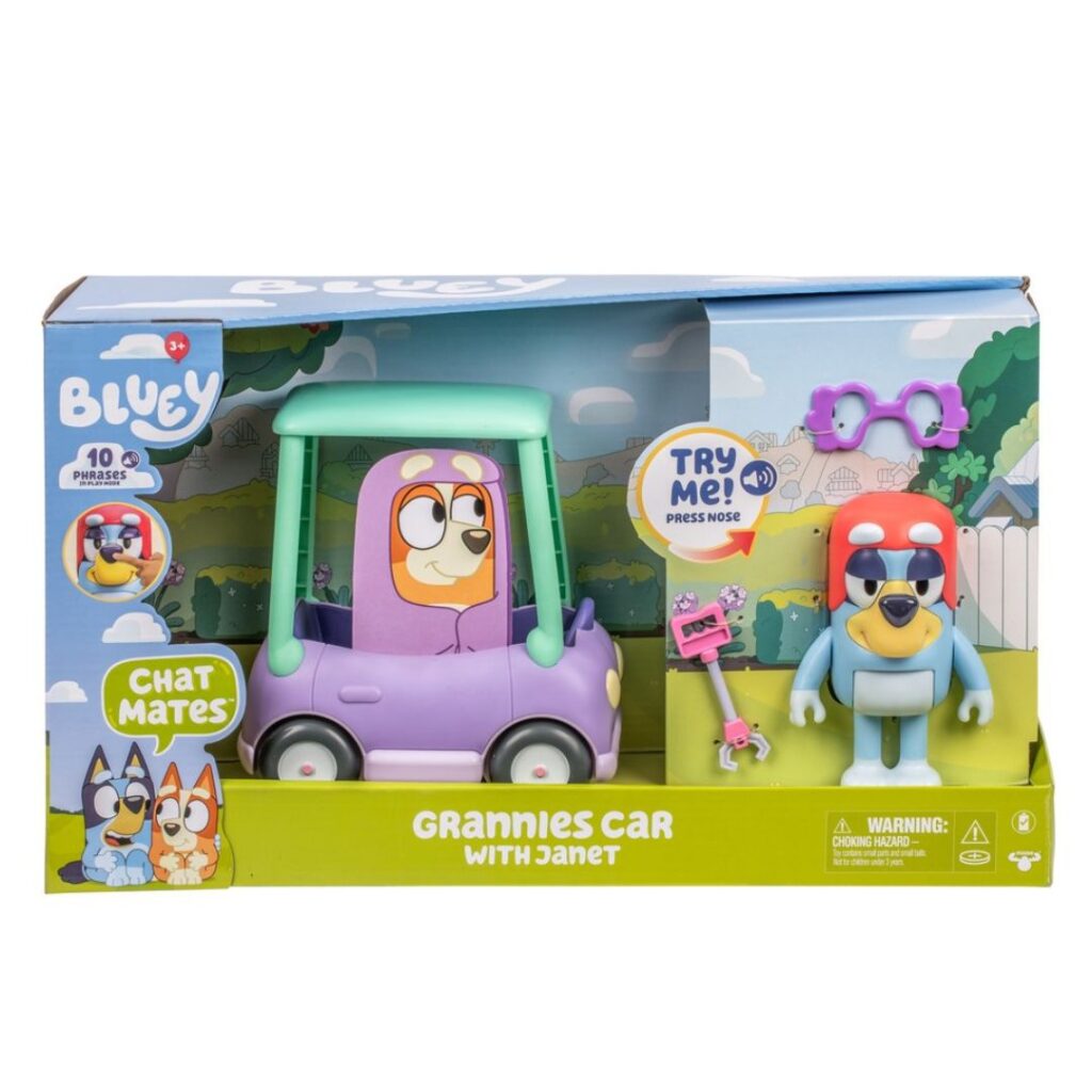 Bluey Chat Mates Figure & Vehicle - Grannies Car with Janet
