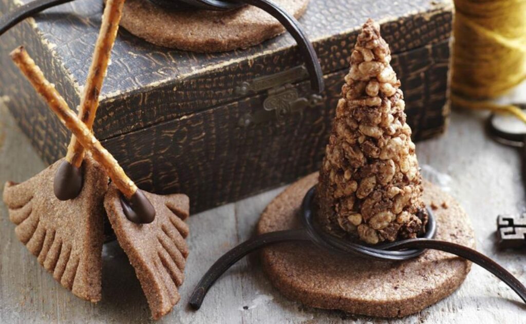 Witches' hats and broomsticks