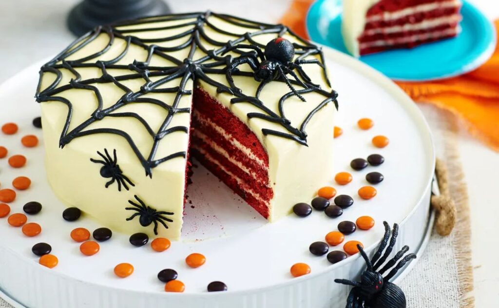 Wacky web halloween cake