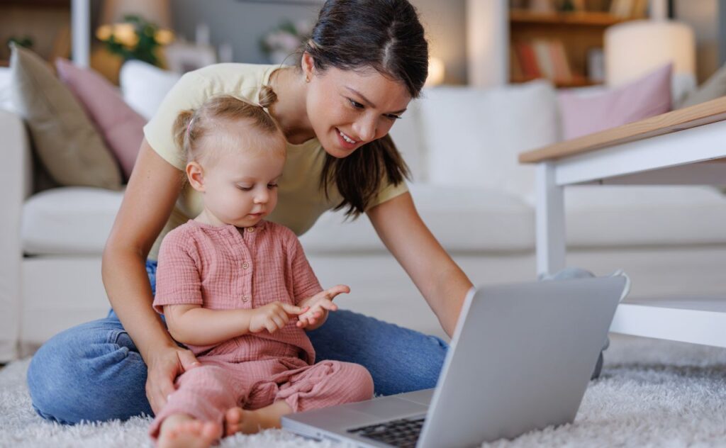 Mother and toddler online shopping