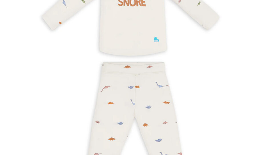 Love to Cream Kids Pyjama Set Long Sleeve Cream Dino Snore