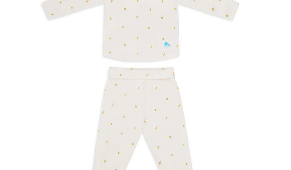 Love to Cream Kids Pyjama Set Long Sleeve Cream Lemons