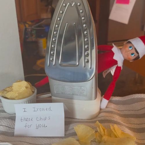 Elf on the shelf ideas: Ironing the wrinkles out of the chips