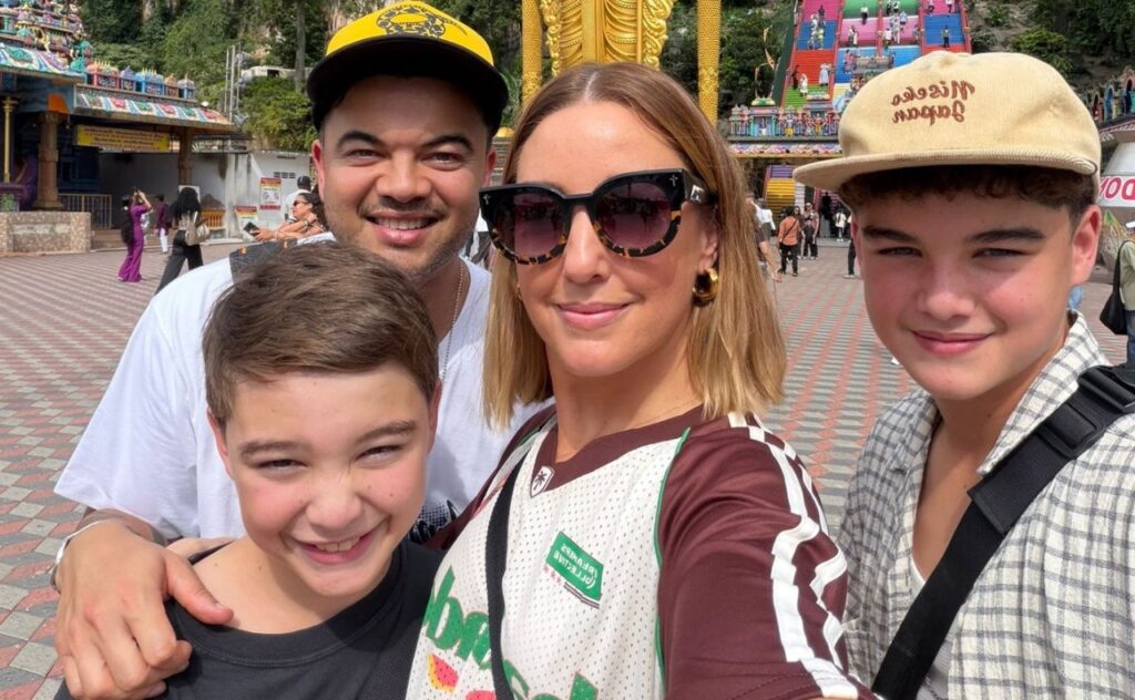 Jules Sebastian and Guy Sebastian with sons Hudson and Archie