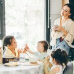 Health tracking: Signs of parent burnout. Tired mother with three kids