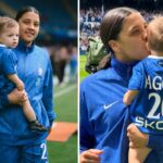 Sam Kerr son Jagger after CHelsea game