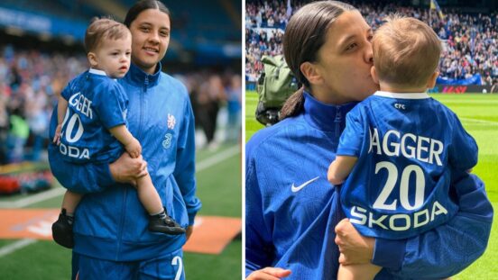 Sam Kerr son Jagger after CHelsea game
