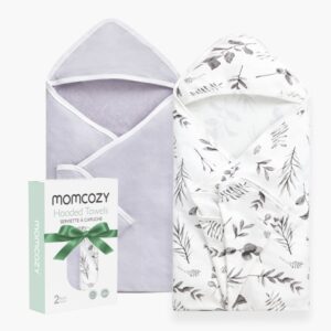 Momcozy Baby Hooded Towel for Newborn Shower 2-Pack