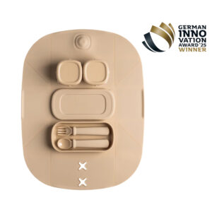 Hegen Mealtime Starter Kit with Foldable Placemat Taupe