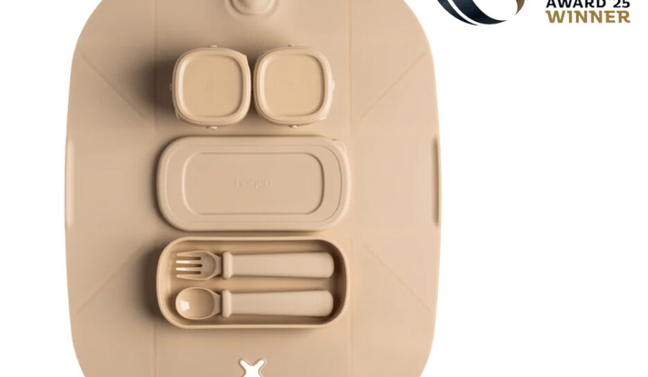 Hegen Mealtime Starter Kit with Foldable Placemat Taupe