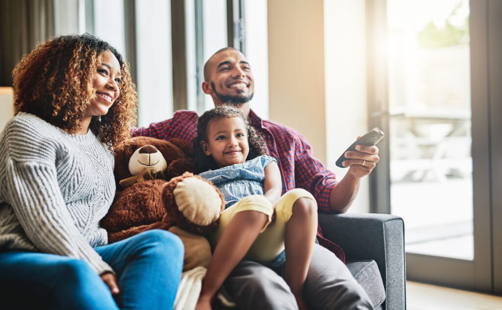 Family watching Smart TV
