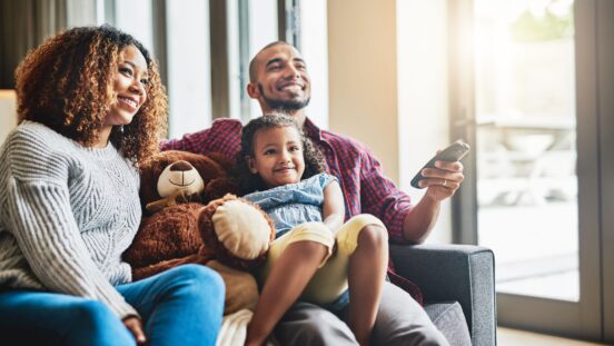 Family watching Smart TV