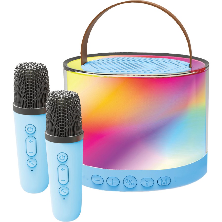 Laser Mini RGB Karaoke Speaker with 2 Wireless Microphones
