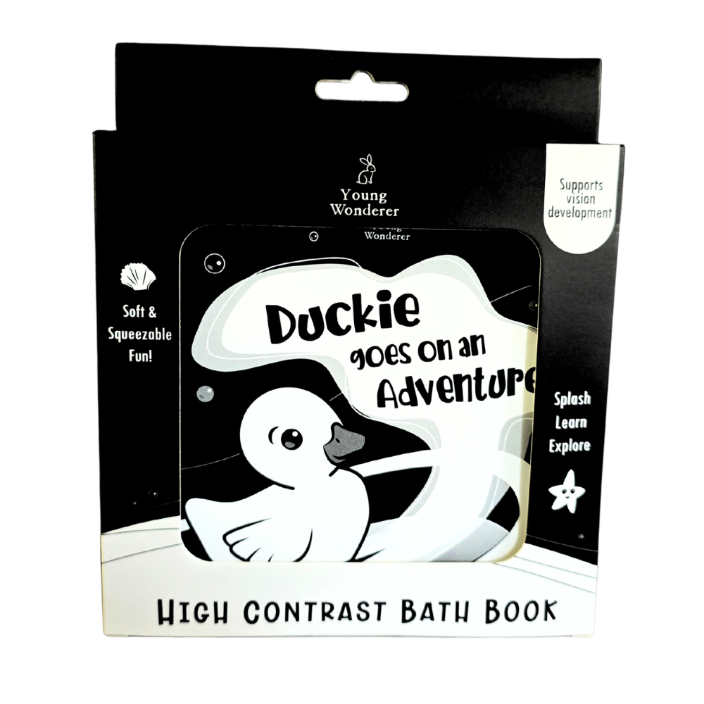 Young Wonderer Duckie Goes On An Adventure Black & White Bath Book