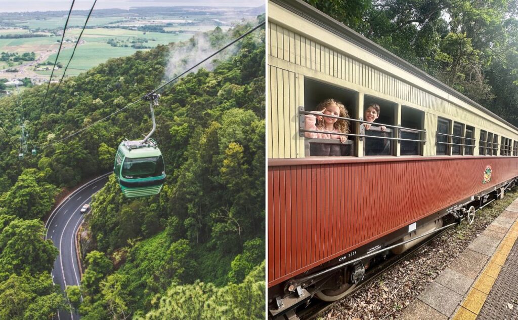 Glide above the rainforest on the Skyrail and return by the iconic Kuranda Scenic Railway. (Image: Supplied/ TTFNQ)